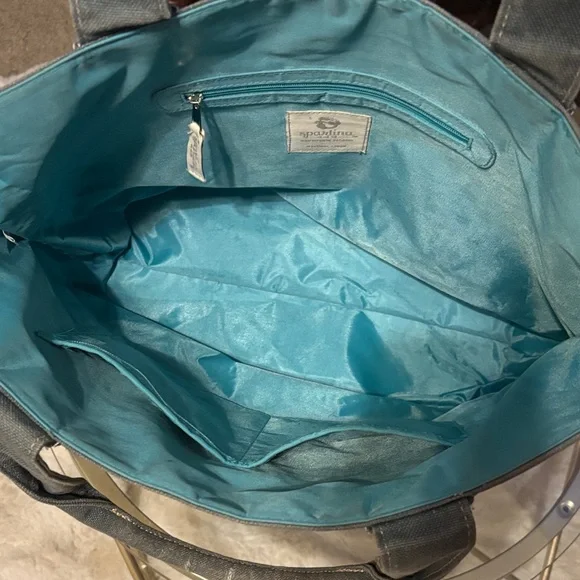 Spartina 449 Houndstooth Tote - Green and Brown - Picture 4 of 9